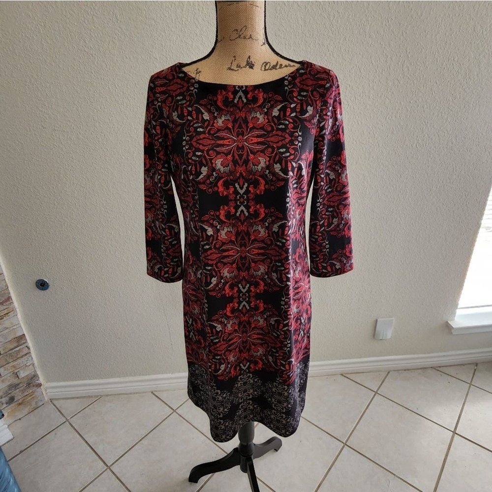 London Style boho abstract shirt bodycon dress size medium